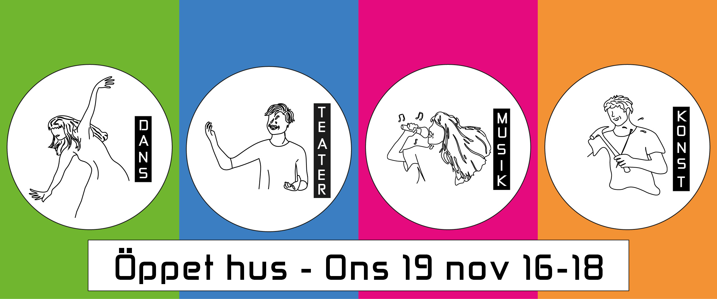 Bild som visar datum för öppet hus. Onsdag 19 november kl 16-18