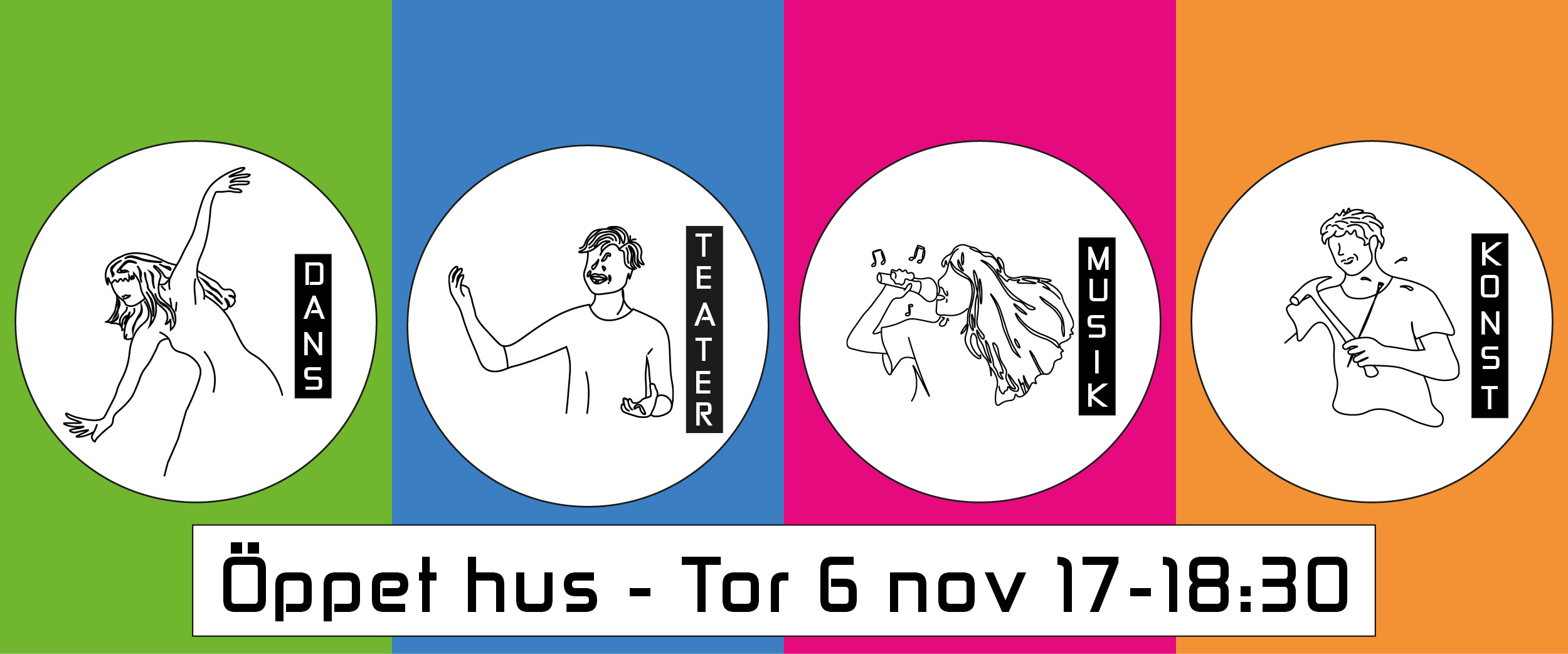 Bild som visar datum för öppet hus. Torsdag 6 november kl 17-18:30